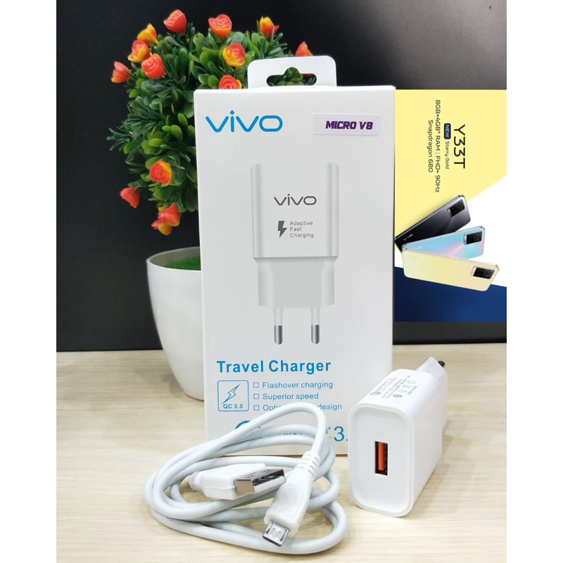 Charger Vivo Y33T Micro &amp; Type c Fast Charging Quallcom original for Y91 Y81 Y93 Y95 V9 Y12 Y15 Y17 Y71 Support Semua hp All type android smartphone BY SMOLL