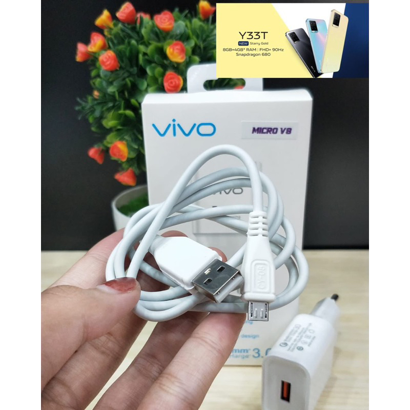 Charger Vivo Y33T Micro &amp; Type c Fast Charging Quallcom original for Y91 Y81 Y93 Y95 V9 Y12 Y15 Y17 Y71 Support Semua hp All type android smartphone BY SMOLL