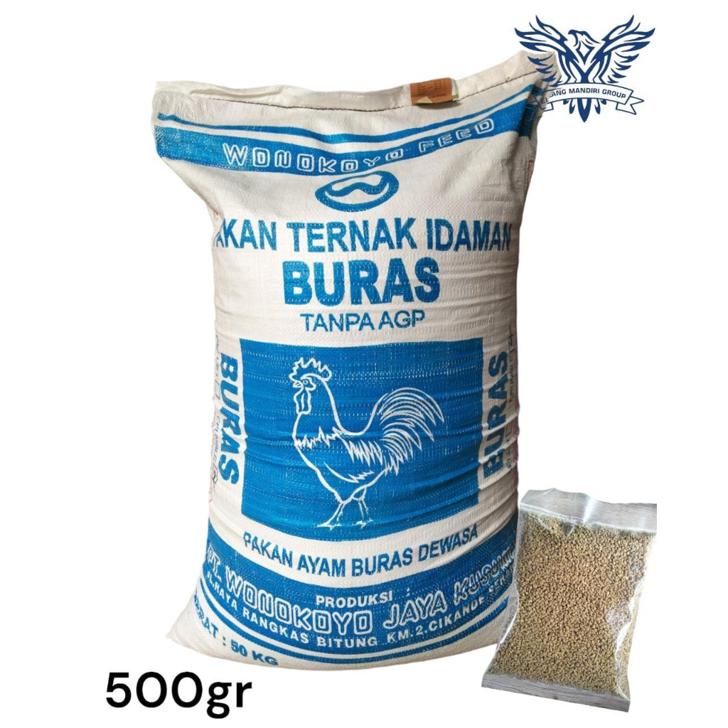 Repack 500gr Pakan Ayam BURAS Tanpa AGP Makanan Ayam Wonokoyo