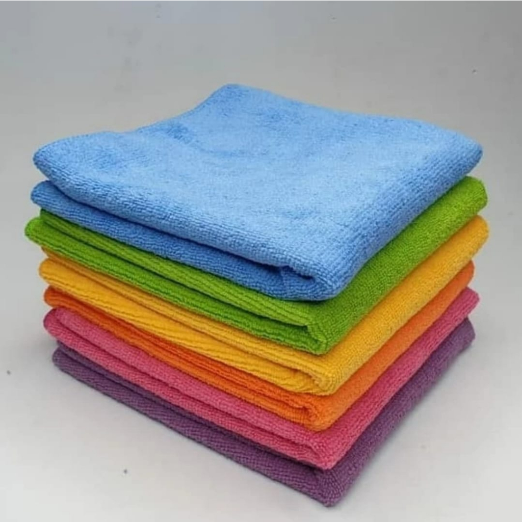 Kain Lap Micro Fiber 30x30 Warna Mix Random Microfiber Halus Detailing Mobil Motor Serap Air Piring Meja Makan Dapur