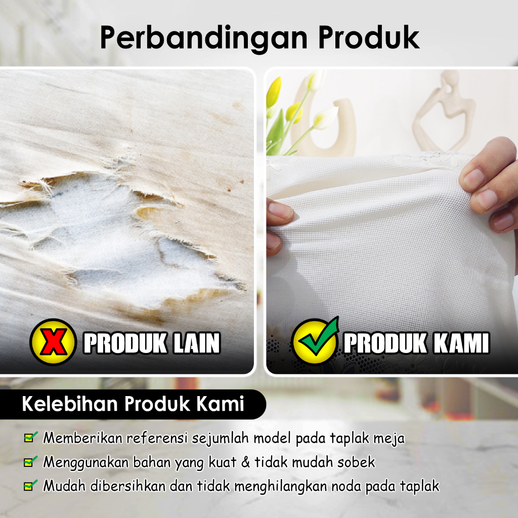 Taplak Meja Makan Persegi 4 Kursi Motif Bunga Ukuran 140x140cm Bahan PVC Tebal Premium Perlengkapan Dekorasi Rumah Tangga Import - D42-A - 88Blanketstore