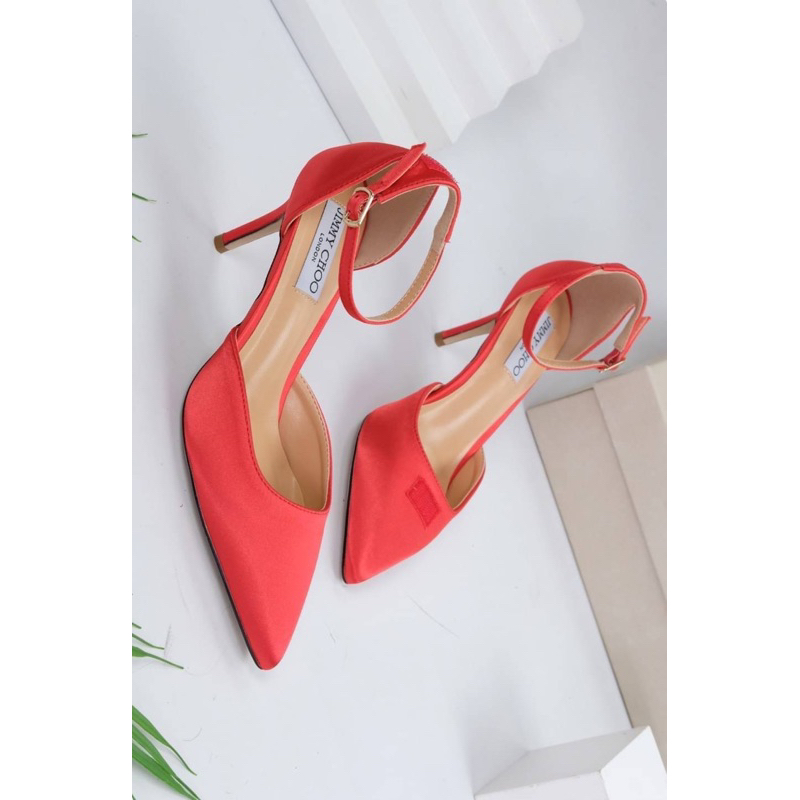 [7.7 Boombastis Sale⚡] - SEPATU WANITA PITA BESAR JCS003 JC SATIN PUMPS HEEL PREMIUM IMPORT