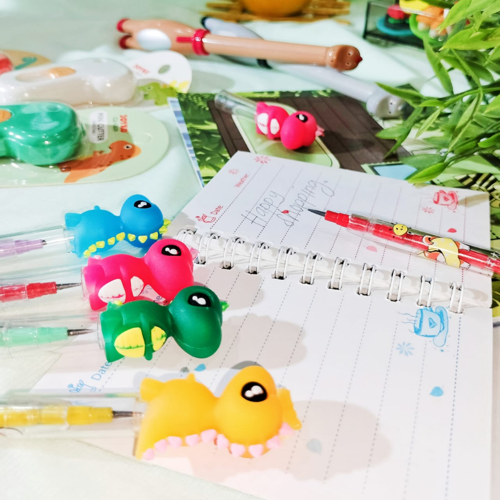 Pensil Susun DINO Mini Super Cute Lucu Unik Pensil 2B harga Termurah / Pensil Bensia Karakter Dinosaur warna-warni Stationary kekinian Premium Quality Bisa COD