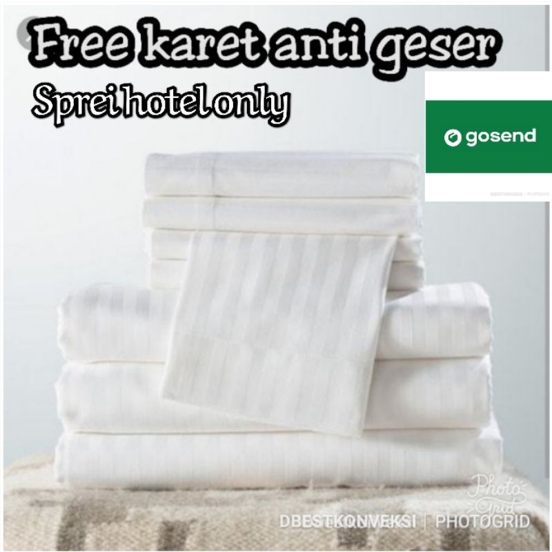 SPREI HOTEL SPREI ONLY | SPREI SAJA TANPA SARUNG BANTAL | SPREI SALUR PUTIH GARIS PUTIH | KATUN PREM