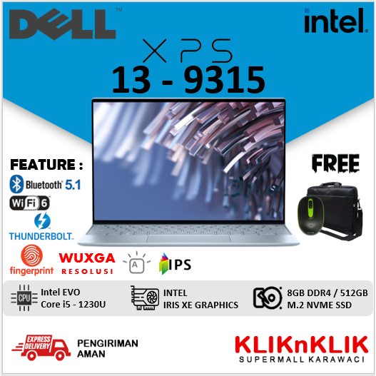 DELL XPS 13 9315 INTEL EVO I5 1230U GEN 12 8GB DDR5 512GB SSD WINDOWS 11 PRO