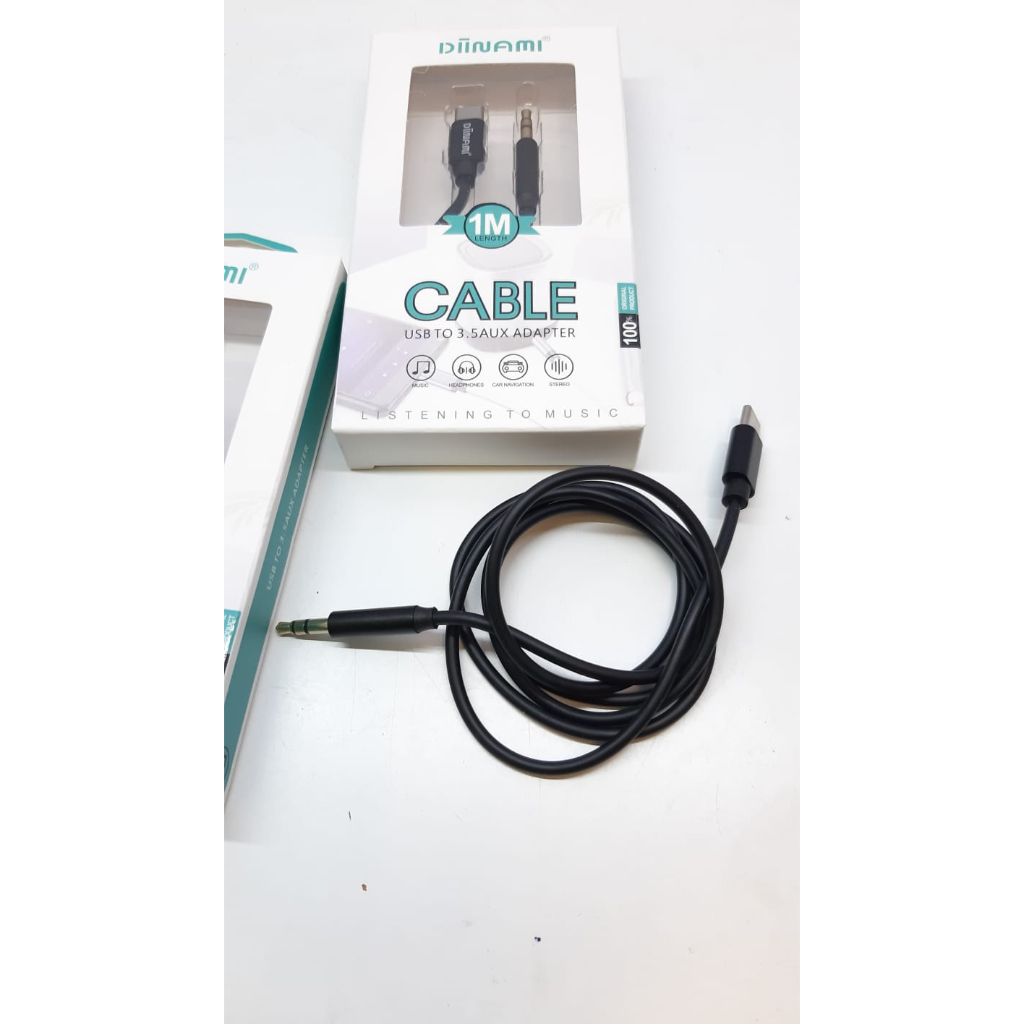 Kabel Diinami sambungan Audio USB Type C L1ghtning To Aux 3.5mm Adapter 1 meter