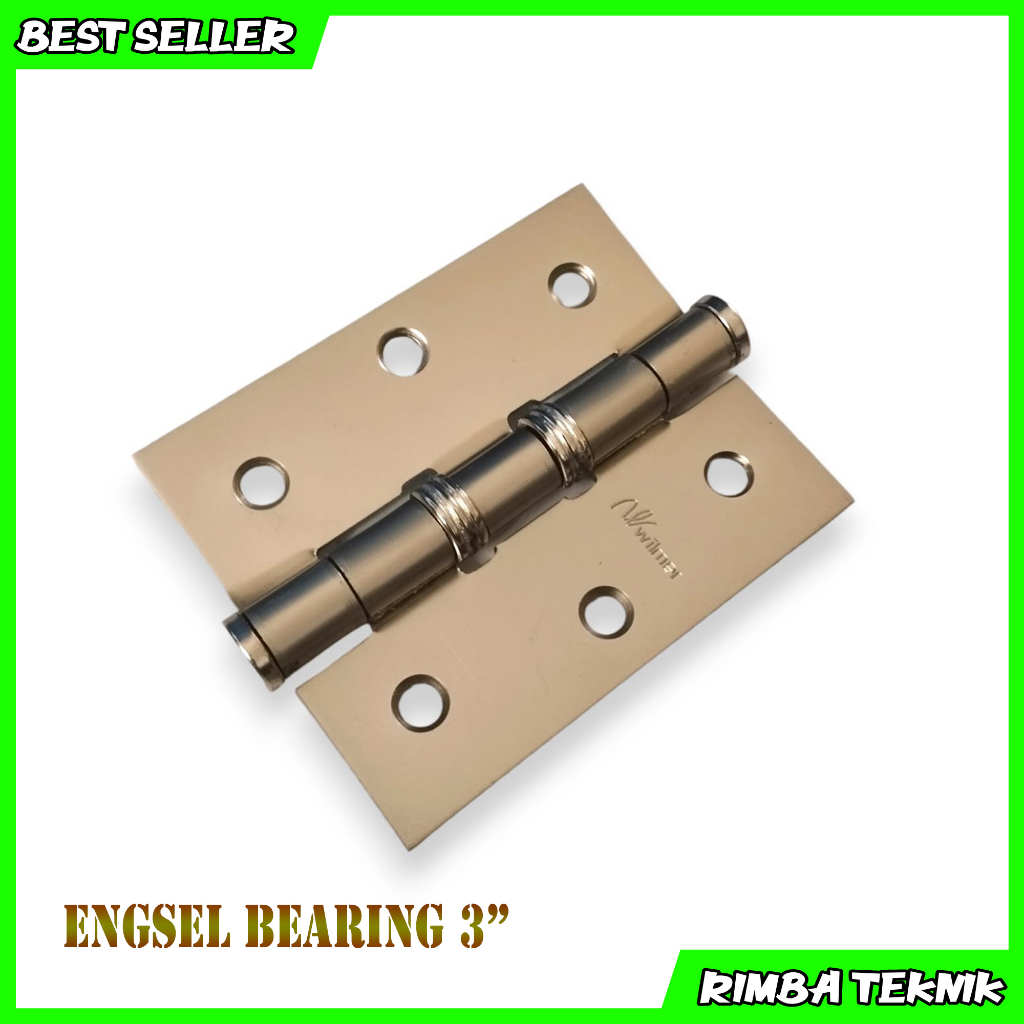 Engsel Bearing Pintu Jendela 3 inch Free Sekrup / mur Satin Nickle WILMER WEB-3SN