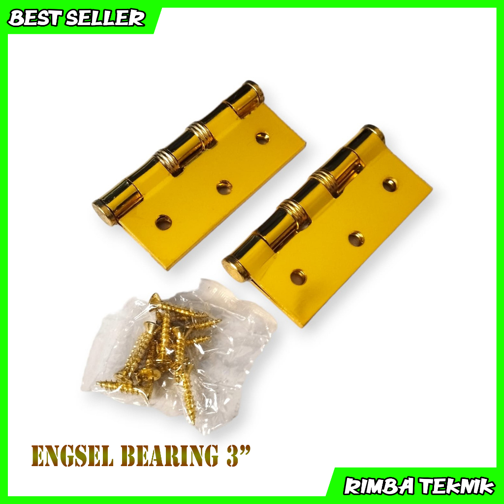 Engsel Bearing Pintu Jendela 3 inch Free Sekrup / mur Gold Plated WILMER WEB-3GP