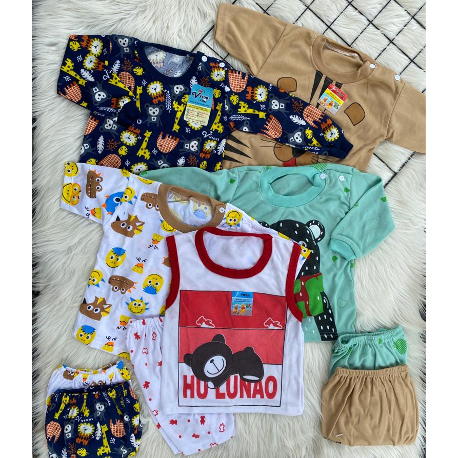 setelan baju bayi laki-laki/perempuan paketan hemat 5pcs 3-18bulan