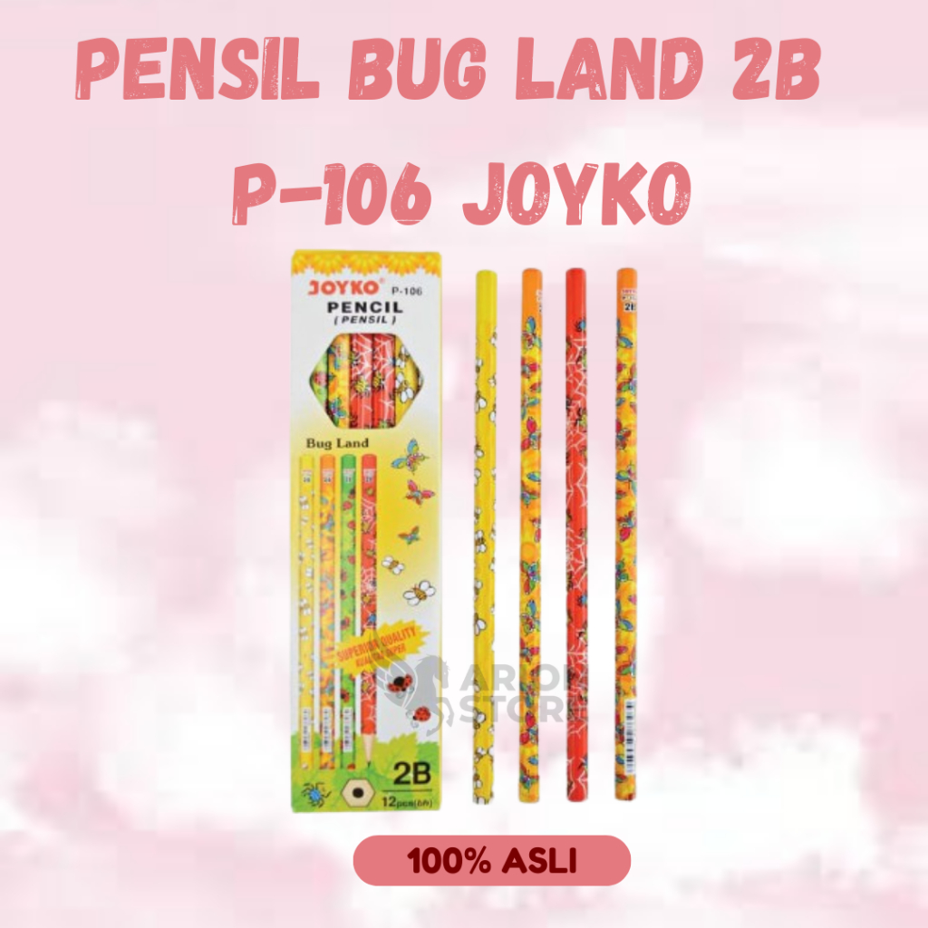 

[ARION STORE] Pensil 2B Joyko P-106 Bug Land / Pensil Rautan P-106 / Pensil Joyko [PAX]
