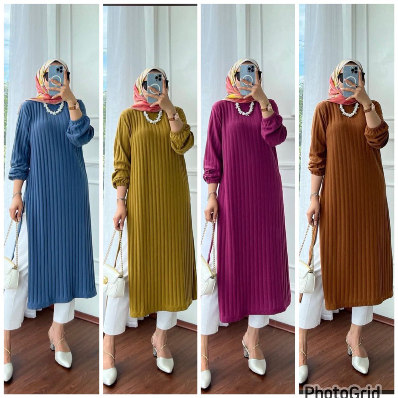 midi dress kaos knit lucya long tunik belah