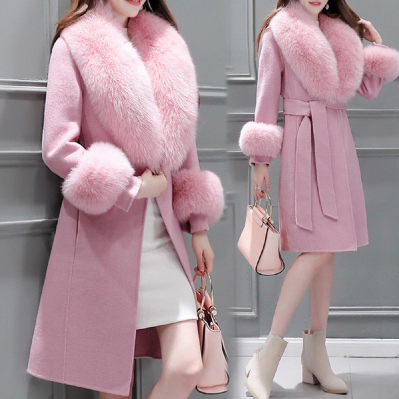 COAT WANITA WOOL LEHER BULU PREMIUM