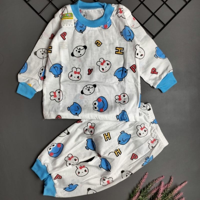 setelan piyama bayi 3-12 bulan motif abc cute