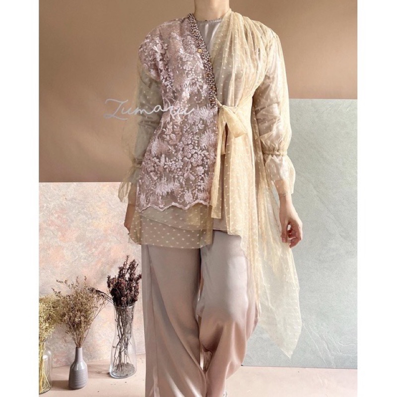 JAMIA OUTER BEIGE BY ZUMARU inc INNER SATIN DRESS