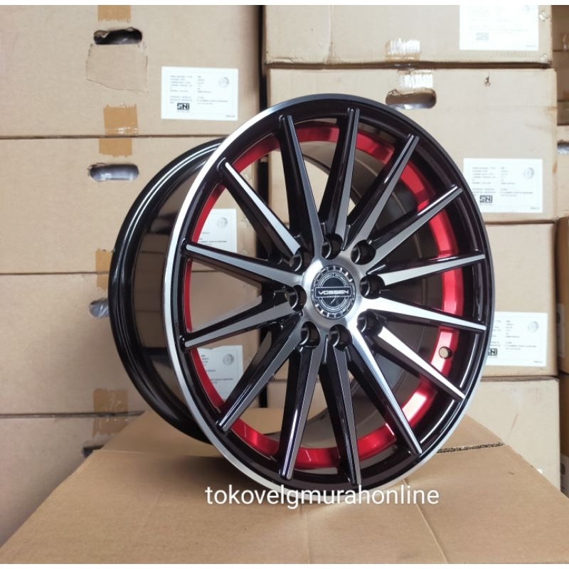 Tvmo Velg Mobil Ring 14 Hole 8  Vossen VFS 2 Red Undercut (4pcs)