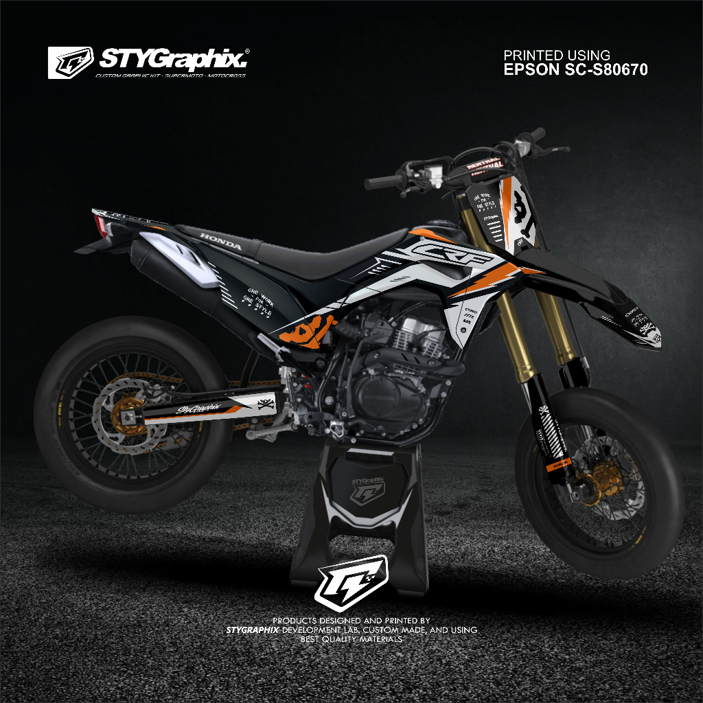 DECAL CRF 150L DTRACKER KLX BF KLX GORDON WR 155R HITAM ORANGE