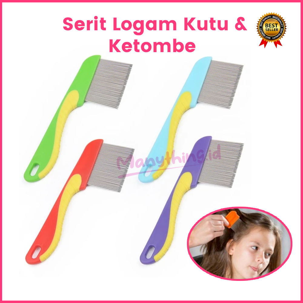 (MANYTHING) Sisir Kutu Logam / Serit Logam Kutu Dan Ketombe Gagang Panjang / Sisir kutu gagang