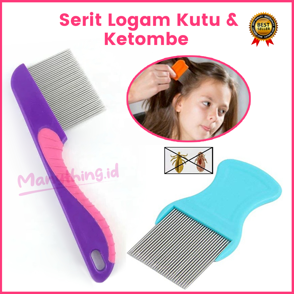 (MANYTHING) Sisir Kutu Logam / Serit Logam Kutu Dan Ketombe Gagang Panjang / Sisir kutu gagang