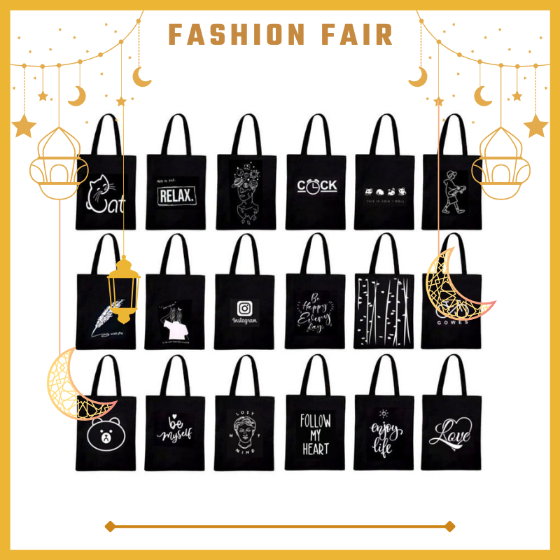 Fashion Fair - (H) Totebag tote (PAKAI PEREKAT) Karakter Tote bag kpop murah wanita custom motif