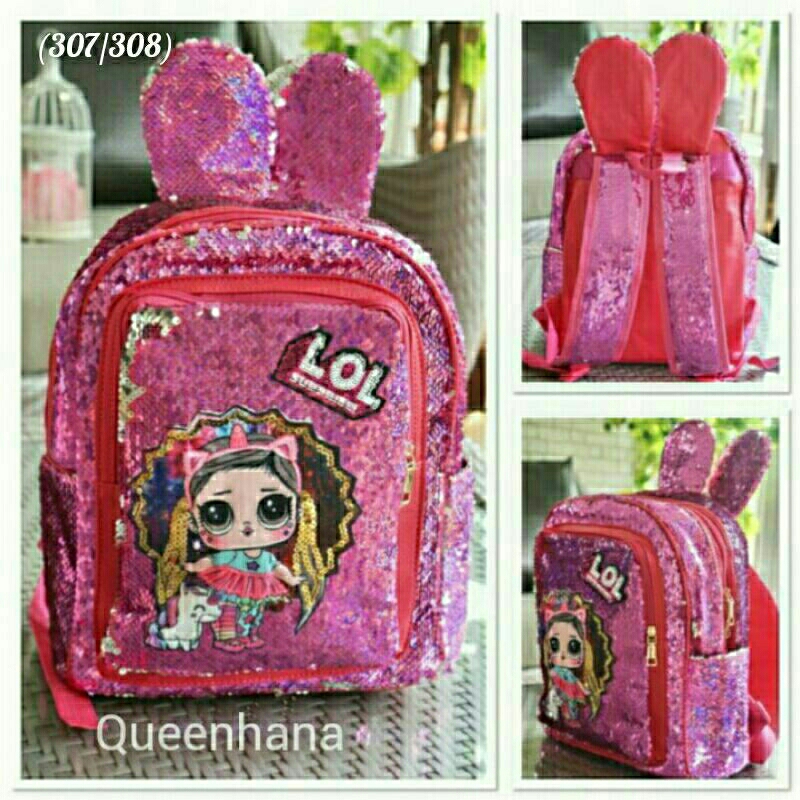 Tas Sequin Anak Perempuan LED + Musik / Tas Ransel Anak Sekolah TK SD