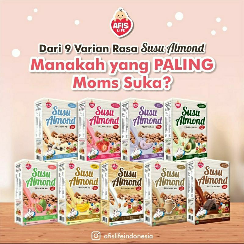 Afis Life Susu Bubuk Almond Pelancar Asi Booster 200 gr dengan Kurma Madu