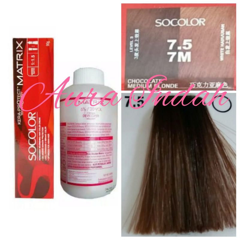MATRIX SOCOLOR NO. 7.5 / 7M CHOCOLATE MEDIUM BLONDE DAN OXYDANT 135ML