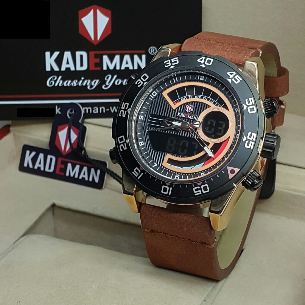 [gratis emas] Jam tangan KADEMAN Original K6182G Dualtime