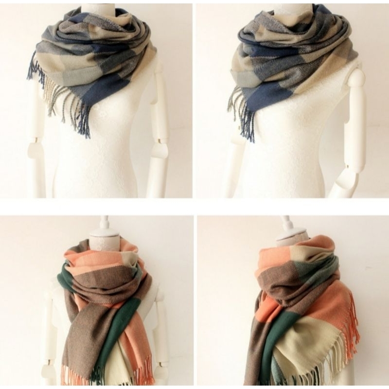 Syal Korea Scarf Wool Cashmere Immitation Fashion Winter Autumn Musim