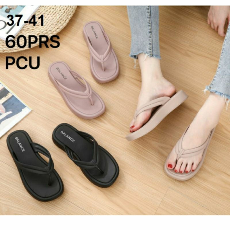 2801-A Original Balance Sandal Wedges Jepit Wanita Korean Slippers Bahan Karet Rubber Elastis Super Empuk Import Sendal Jelly Japit Tebal Tinggi Impor Sol Anti Slip Air Dewasa Cewek Perempuan Simpel Elegan 2801-A1 2801 Viral