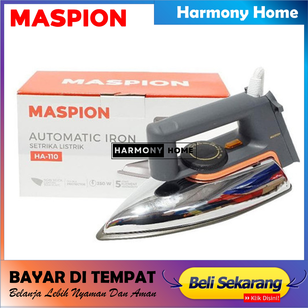 Setrika Maspion HA-110 / Gosokan Maspion Anti Lengket HA110 Setrika Listrik Maspion Setrika Listrik