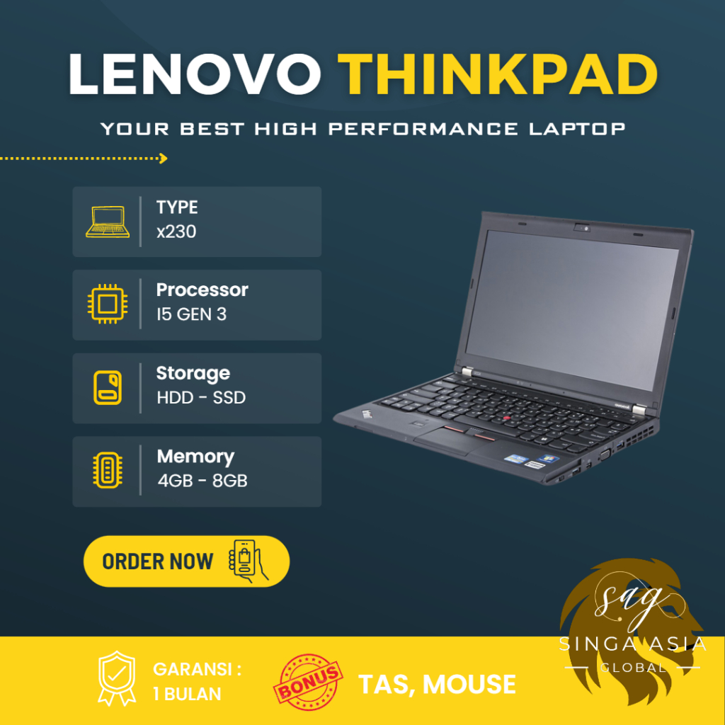 Laptop Lenovo Thinkpad X230 Core i5 Gen 3 Ram 8GB Ssd 256GB