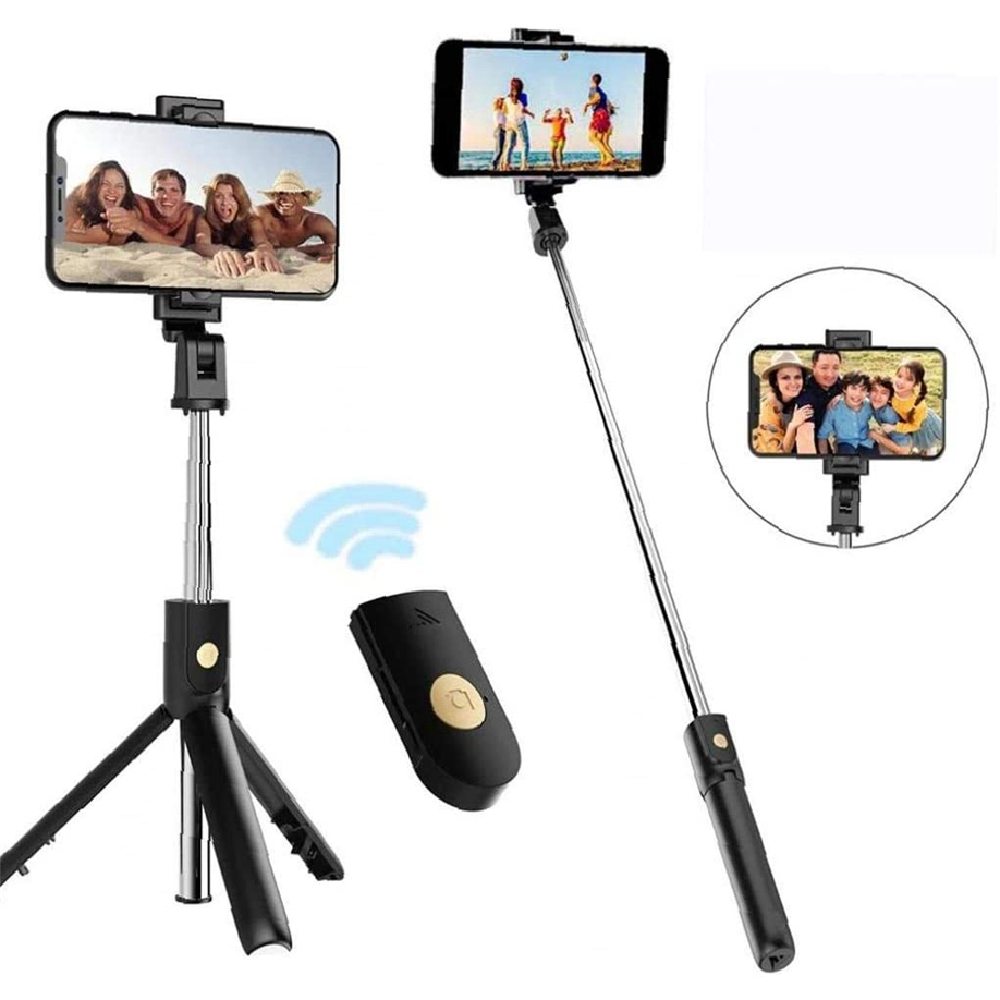 DYNAMIC-Tongsis Tripod Bluetooth R1 3in1 Monopod Tongkat Narsis Penyangga Kamera Smartphone + Remote Mini Selfie Stick Holder Rotat