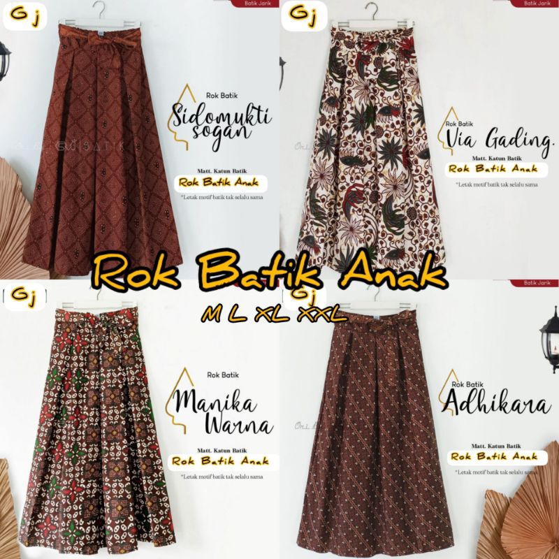 GROSIR ROK BATIK PANJANG ANAK TK/SD M L XL XXL