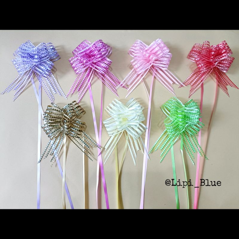 

(isi 10 pcs) Pita Serut Jaring Kotak| Hiasan Hampers Parcel Kado Gift Pull Ribbon Pita Tarik Cute