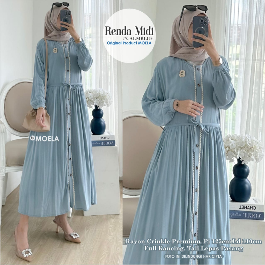 GAMIS DRESS RENDA LD 110 BY MOELA BERLABEL GAMIS LEBARAN GAMIS POLOS CRINKLE
