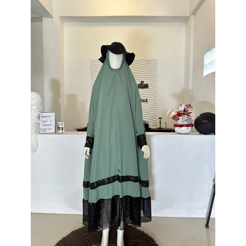 HANIYAH LONG KHIMAR OVERHEAD MEWAH SYARI JUBAH UMRAH