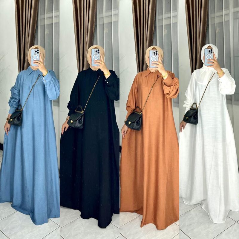 gamis/ linen/maxmara/polos/rayon/tunik/middi/motif/Tile/kaftan/brukat
