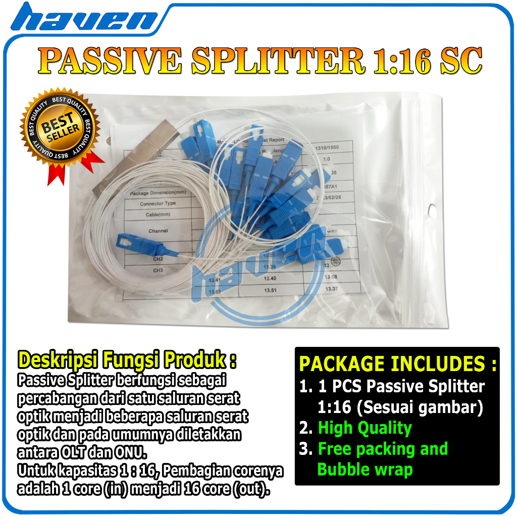 Passive Splitter 1:16 SC UPC / Pasif Splitter Fiber Optik 1 16 SC UPC / PLC Pasif Spliter 1:16 Fiber Optic FO FTTH SC UPC High Quality