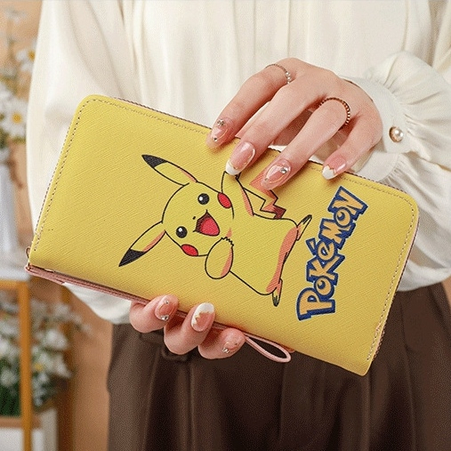 DOMPET PANJANG WANITA KULIT IMPORT KARAKTER POKEMON LUCU KUNING TALI PENDEK SLOT KARTU RESLETING UANG KOIN AIFUTA WA669Y1 REMAJA KEKINIAN BATAM MURAH KOREA CEWEK BRANDED PREMIUM