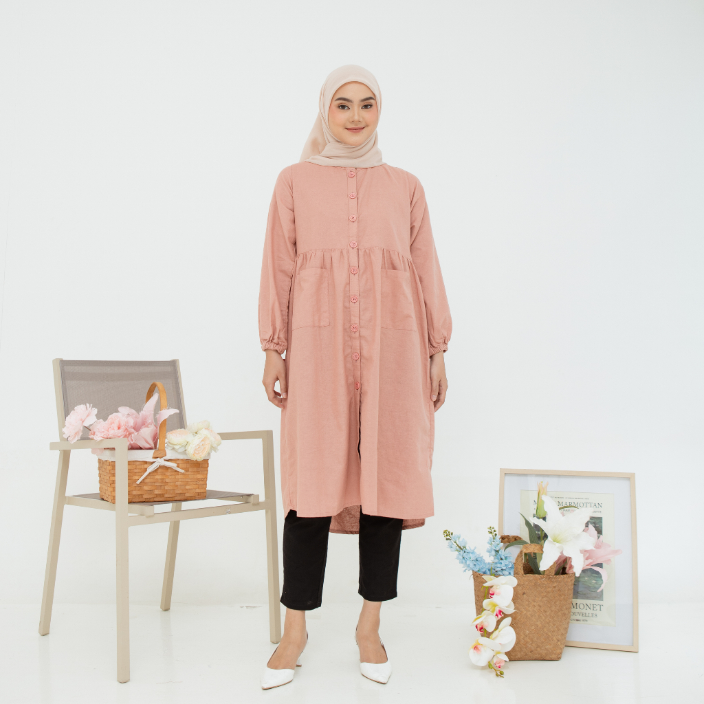 RILLEY - Tunik Indy | Pakaian Wanita Muslim Atasan Tunik Midi Dress