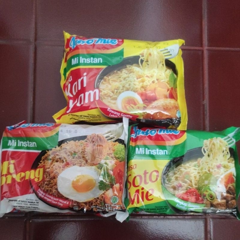 

Indomie mi instant soto/mi goreng/ayam bawang/kari ayam