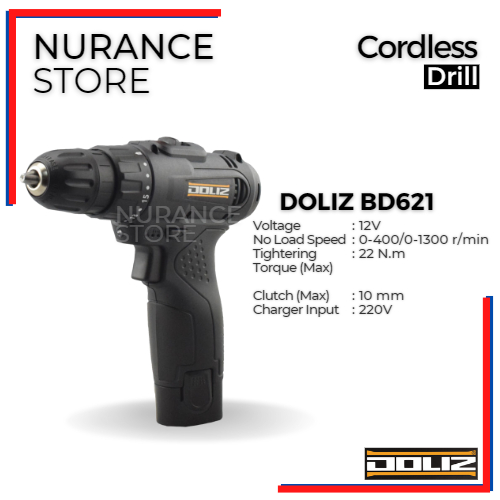 DOLIZ BOR CORDLESS BD621 / MESIN BOR TANPA KABEL BD621