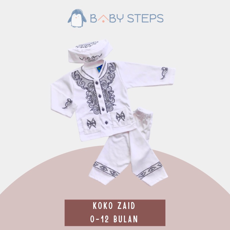 BAJU KOKO BAYI LAKI-LAKI SETELAN MUSLIM KOKO PUTIH MOTIF MURAH 6 7 8 9 10 11 12 Bulan 1 Tahun