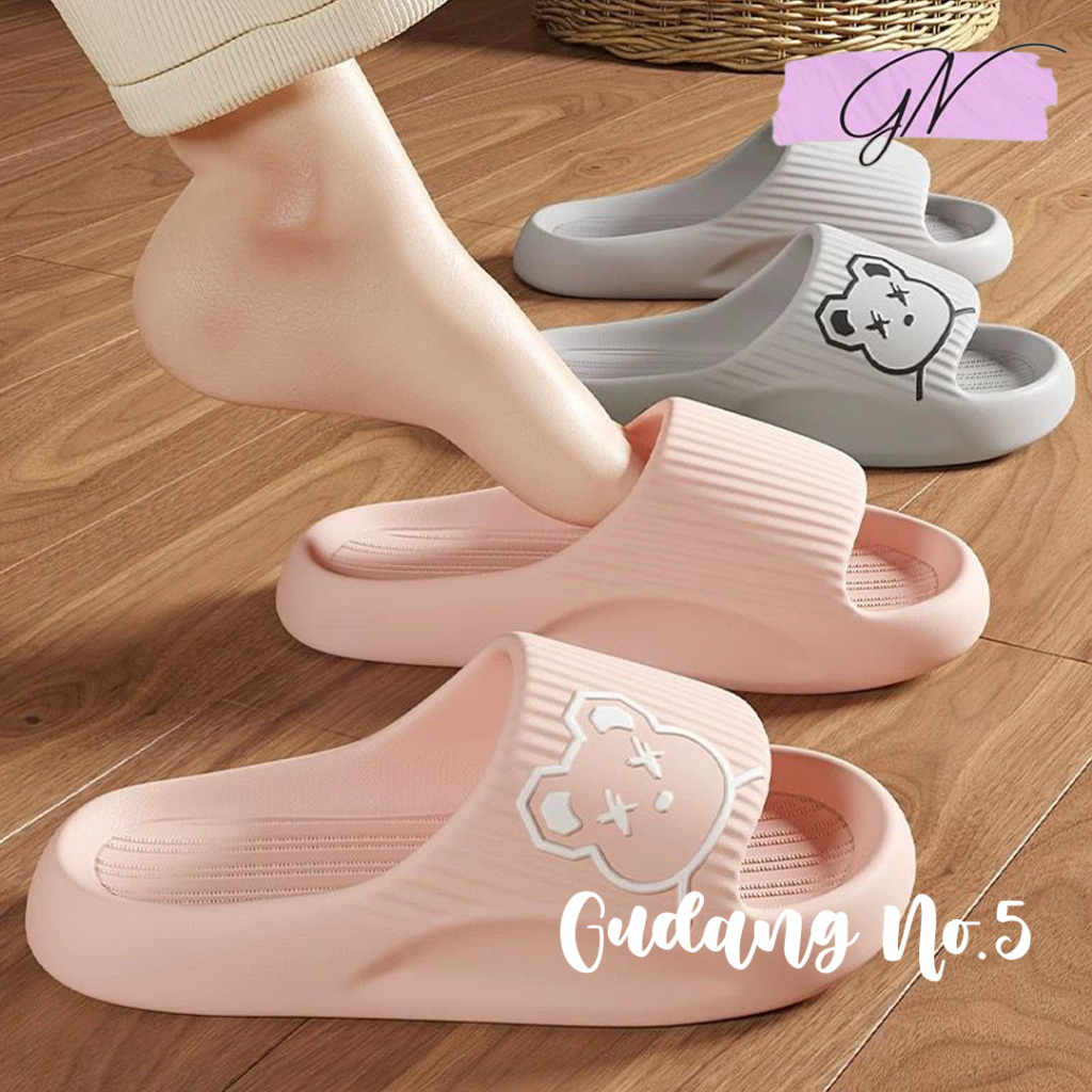 GN-2314-1 Sandal Slop Jelly Karet Model Bear Wanita Rumah Slipper Import Terbaru EVA Rubber