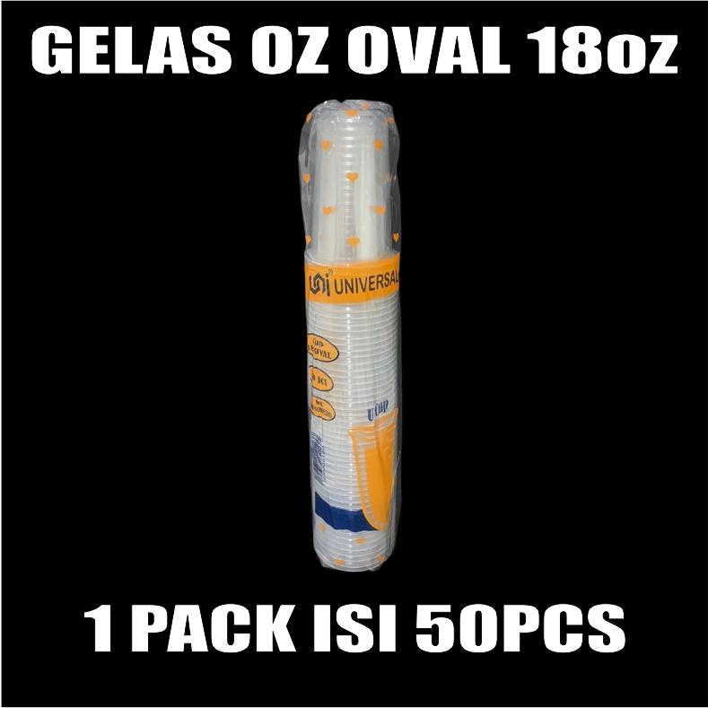 Gelas oz Oval 18oz Bening Cup Plastik Bulat Round Per Pack Murah