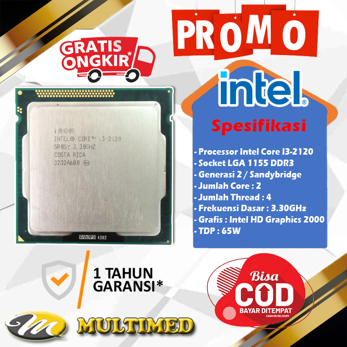 Processor Intel Core i3 2100 / i3 2120 Untuk Socket 1155 Gen 2 + Fan