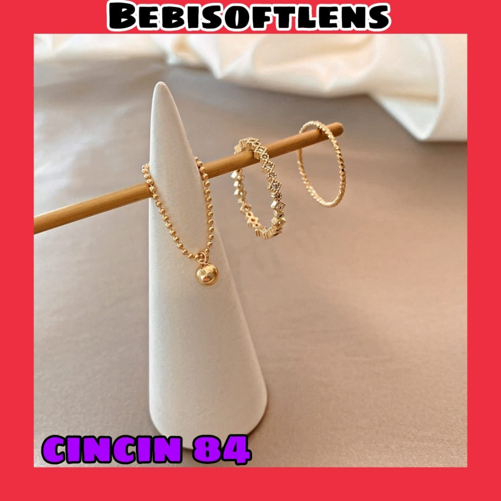 Cincin 84 ( 1 Set isi 3 Pcs) ,  Fashion wanita Cincin Unik Lucu Keren Elegant Minimalis / BB