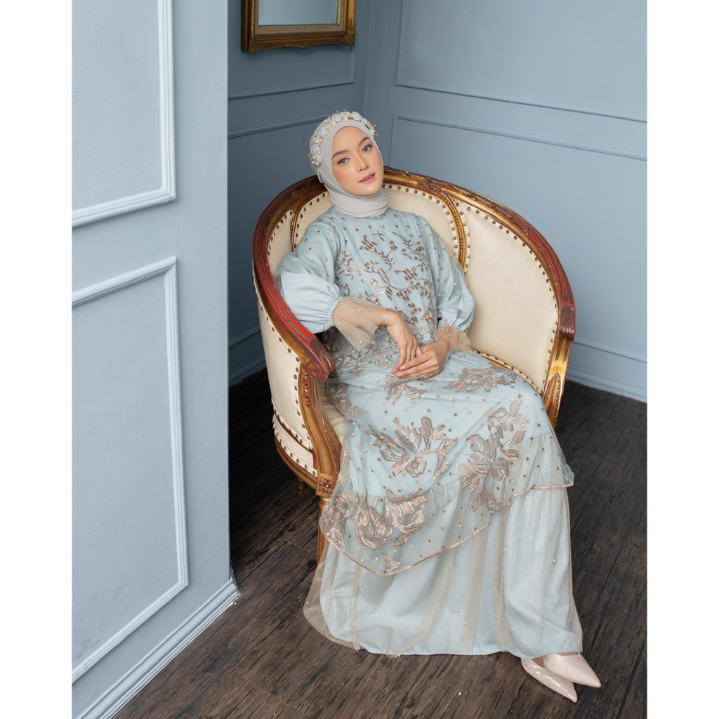 HELEN DRESS SAGE SIZE A NON BUSUI BY ABINAYA BUTIK