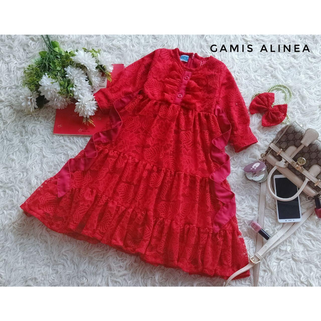 Gamis Alinea / Gamis Brokat Cantik / Gamis Terbaru / Gamis Anak dan Dewasa Brokat Cantik