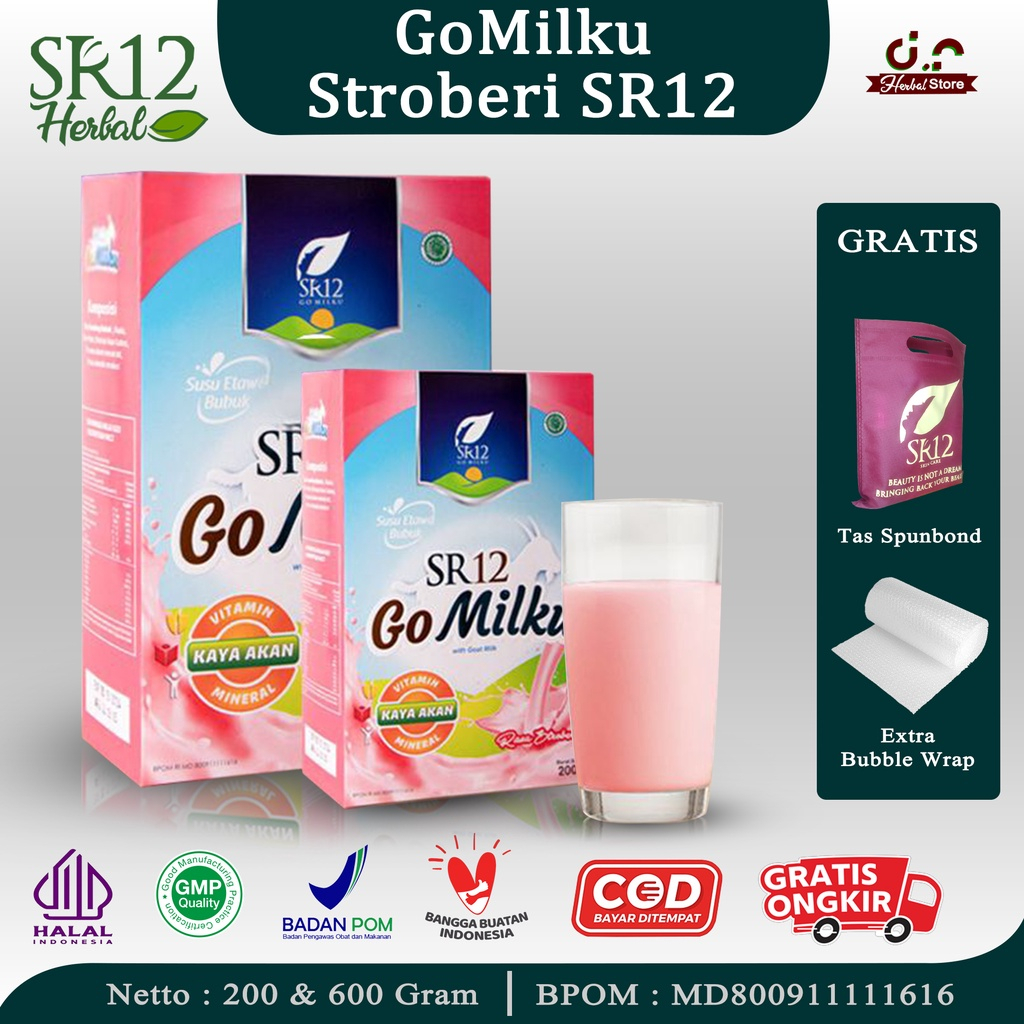 

Go Milku Gomilku Stroberi Strawberry SR12 Penggemuk Badan Susu Kambing Etawa Untuk Ibu Hamil Dan Menyusui 200g 600g